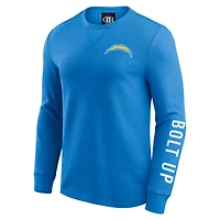 Men's Darius Rucker Collection by Fanatics Powder Blue Los Angeles Chargers Washed Waffle-Knit Long Sleeve T-Shirt