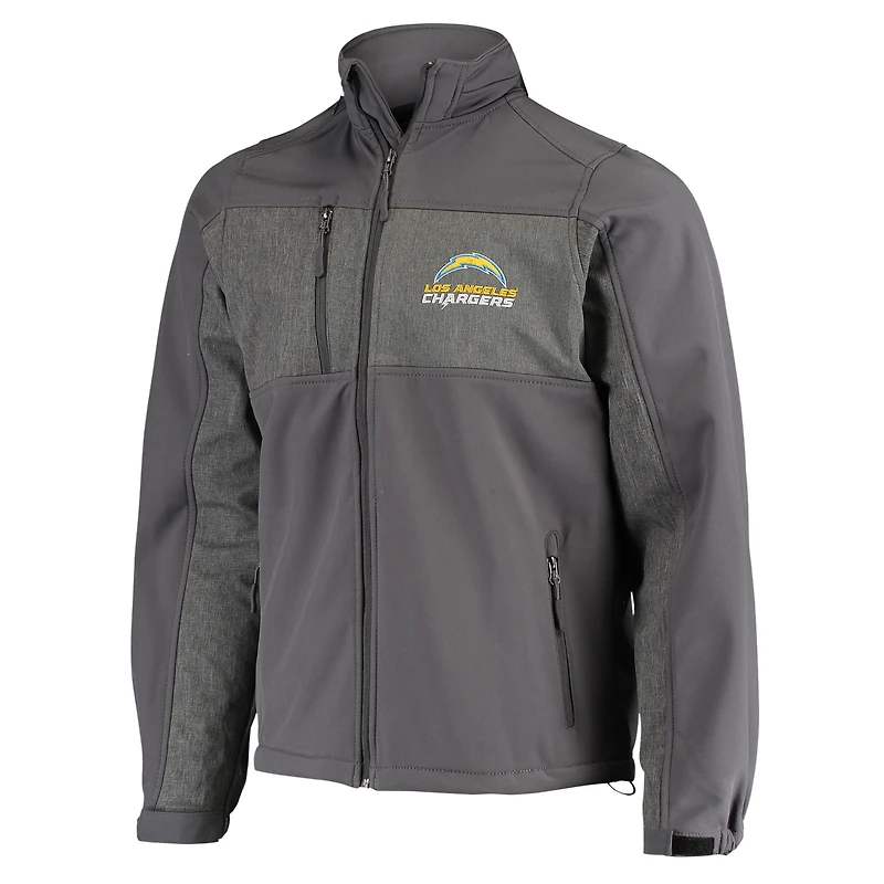Dunbrooke Graphite Los Angeles Chargers Circle Zephyr Softshell Veste entièrement zippée pour homme