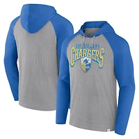 Men's Fanatics Gray/Powder Blue Los Angeles Chargers Under Center Long Sleeve Hoodie T-Shirt