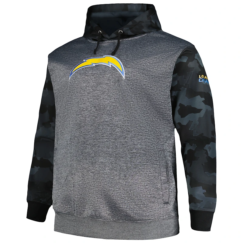 Sweat à capuche camouflage Big & Tall Fanatics Heather Charcoal pour hommes des Chargers de Los Angeles