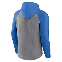 Sweat à capuche enfiler Arch Raglan préféré des Chargers de Los Angeles gris chiné Fanatics pour hommes