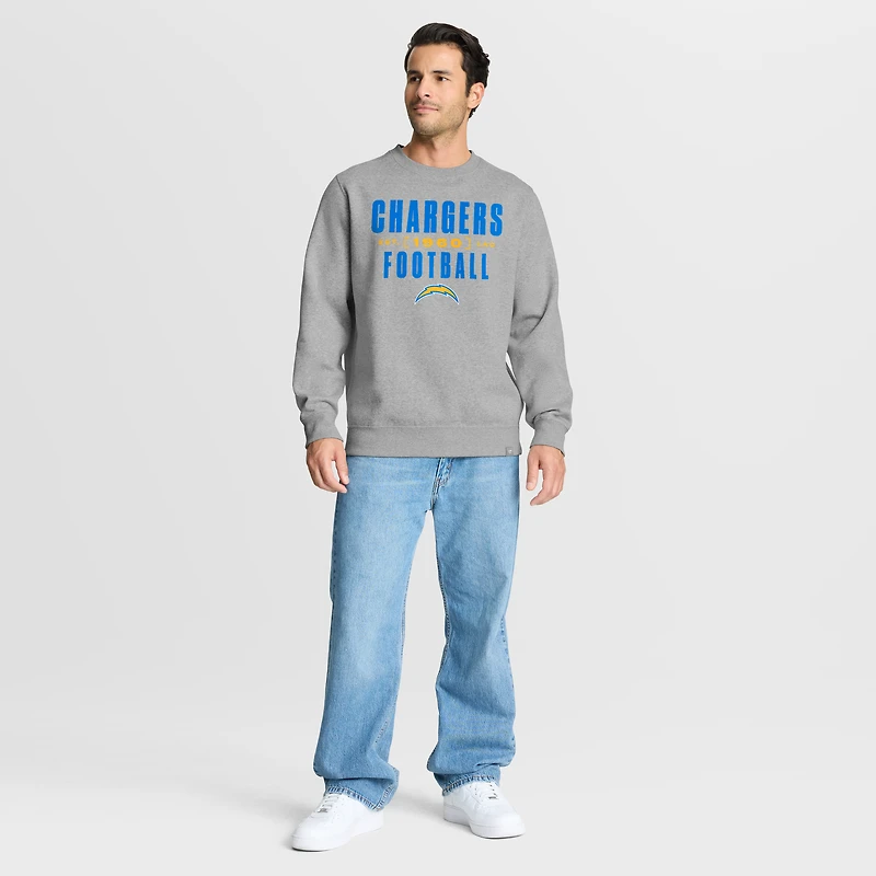 Men's Fanatics Heather Gray Los Angeles Chargers Powerful Throw Legacy Pullover Sweatshirt