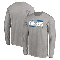 Men's Fanatics Heathered Gray Los Angeles Chargers On Side Stripe Long Sleeve T-Shirt