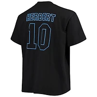 Men's Fanatics Justin Herbert Black Los Angeles Chargers Big & Tall Color Pop Name Number T-Shirt