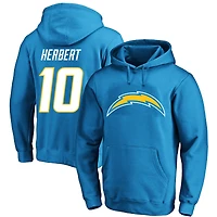 Men's Fanatics Justin Herbert Powder Blue Los Angeles Chargers Big & Tall Fleece Name Number Pullover Hoodie