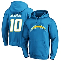 Men's Fanatics Justin Herbert Powder Blue Los Angeles Chargers Big & Tall Name Number Fleece Hoodie