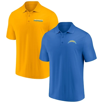 Ensemble de deux polos Dueling Fanatics pour hommes bleu poudre/or Los Angeles Chargers