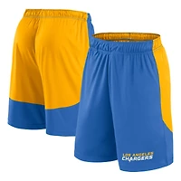 Short de lancement Fanatics bleu poudre/or pour homme des Los Angeles Chargers