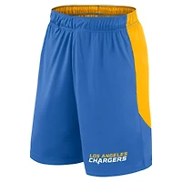Short de lancement Fanatics bleu poudre/or pour homme des Los Angeles Chargers