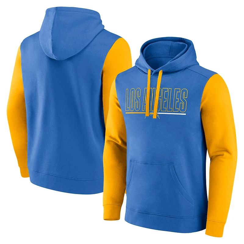 Sweat à capuche Fanatics Powder Blue/Gold Los Angeles Chargers Outline pour homme