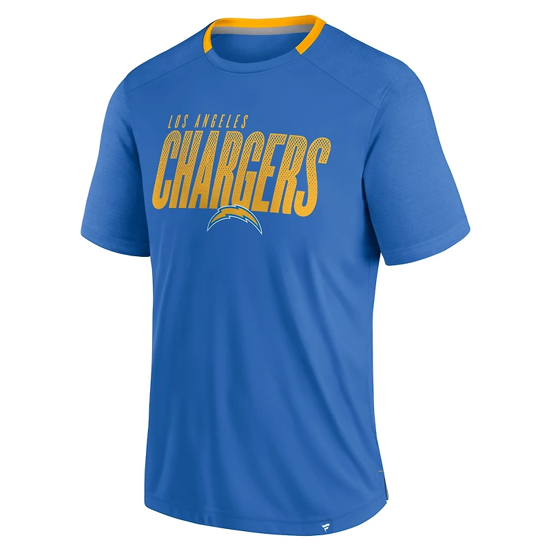 T-shirt Fanatics bleu poudre pour homme Los Angeles Chargers Defender Fade Slant