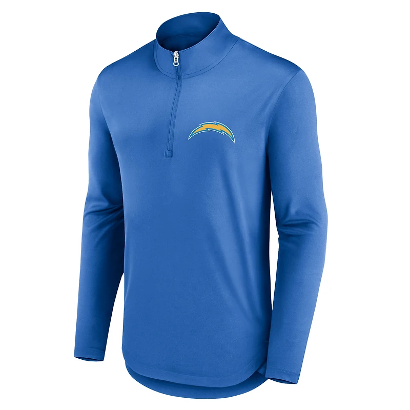 Haut à quart de zip Quarterback Fanatics bleu poudré pour hommes des Chargers Los Angeles