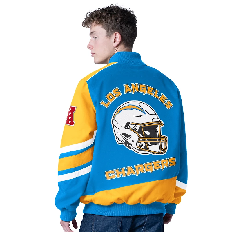Veste de course zippée intégrale Prime Time G-III Sports by Carl Banks bleu poudre pour homme des Los Angeles Chargers