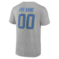 Men's Gray Los Angeles Chargers Team Authentic Personalized Name & Number T-Shirt