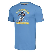 T-shirt triple mélange hommage à LaDainian Tomlinson pour hommes, bleu poudre chiné, caricature des Chargers de Los Angeles, joueur retraité