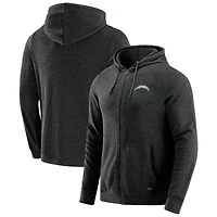 Men's J. Palmer Dark Heather Gray Los Angeles Chargers Players Lounge Tri-Blend Full-Zip Hoodie