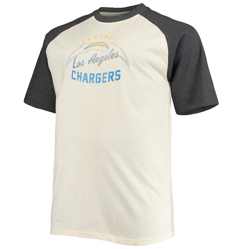 T-shirt raglan pour hommes, Justin Herbert Oatmeal, Los Angeles Chargers, grand et grand, nom numéro du joueur