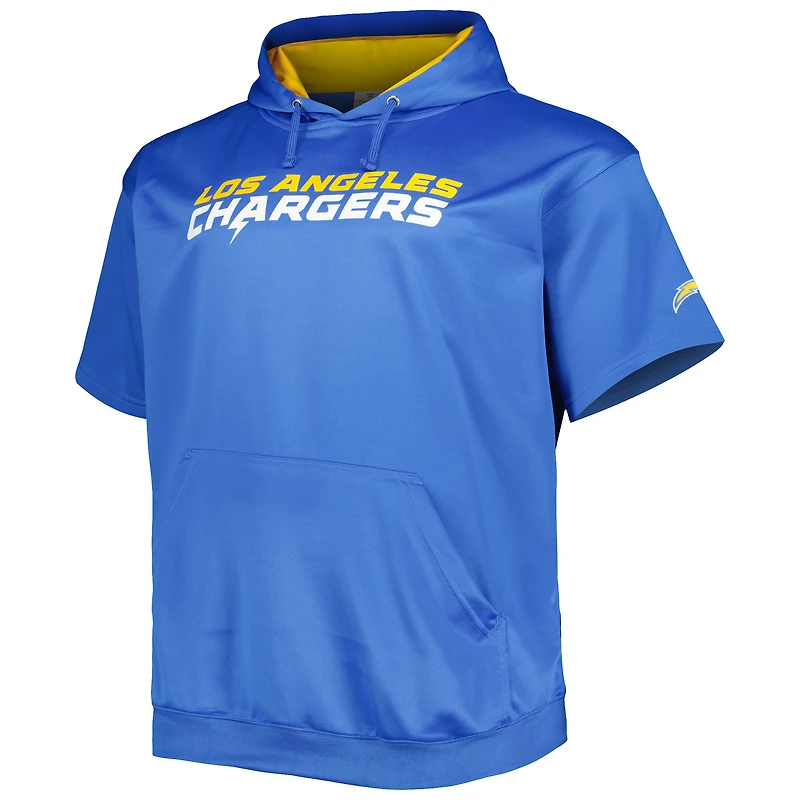 Men's Justin Herbert Powder Blue Los Angeles Chargers Big & Tall Short Sleeve Pullover Hoodie