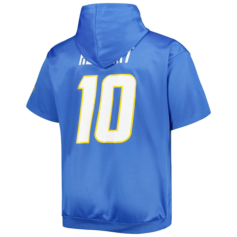 Men's Justin Herbert Powder Blue Los Angeles Chargers Big & Tall Short Sleeve Pullover Hoodie