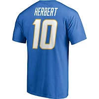 Men's Justin Herbert Powder Blue Los Angeles Chargers Player Icon Name & Number T-Shirt