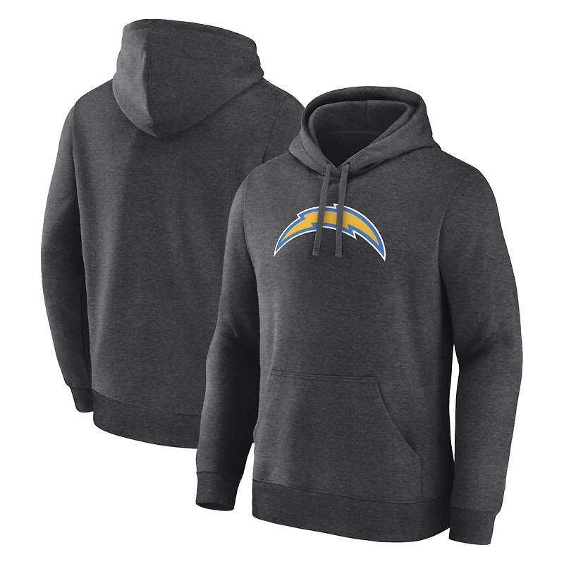 Men's Logo Athletic Heather Charcoal Los Angeles Chargers Primary Hoodie