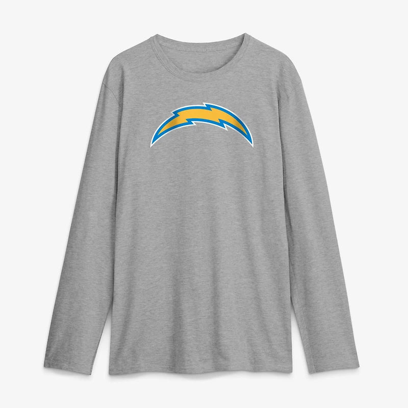 Men's Logo Athletic Heather Gray Los Angeles Chargers Primary Long Sleeve T-Shirt