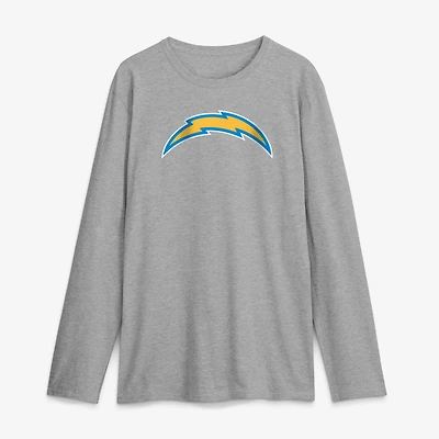 Men's Logo Athletic Heather Gray Los Angeles Chargers Primary Long Sleeve T-Shirt