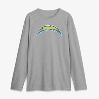Men's Logo Athletic Heather Gray Los Angeles Chargers Primary Long Sleeve T-Shirt