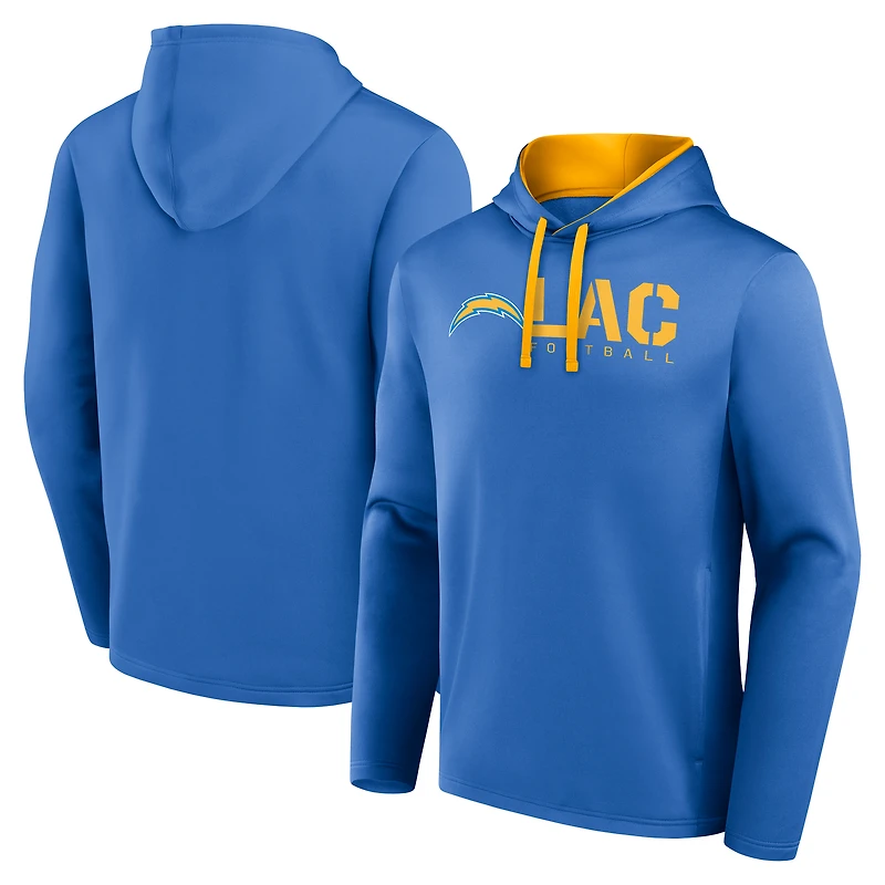 Men's Logo Athletic Powder Blue Los Angeles Chargers Head Start Pullover Hoodie