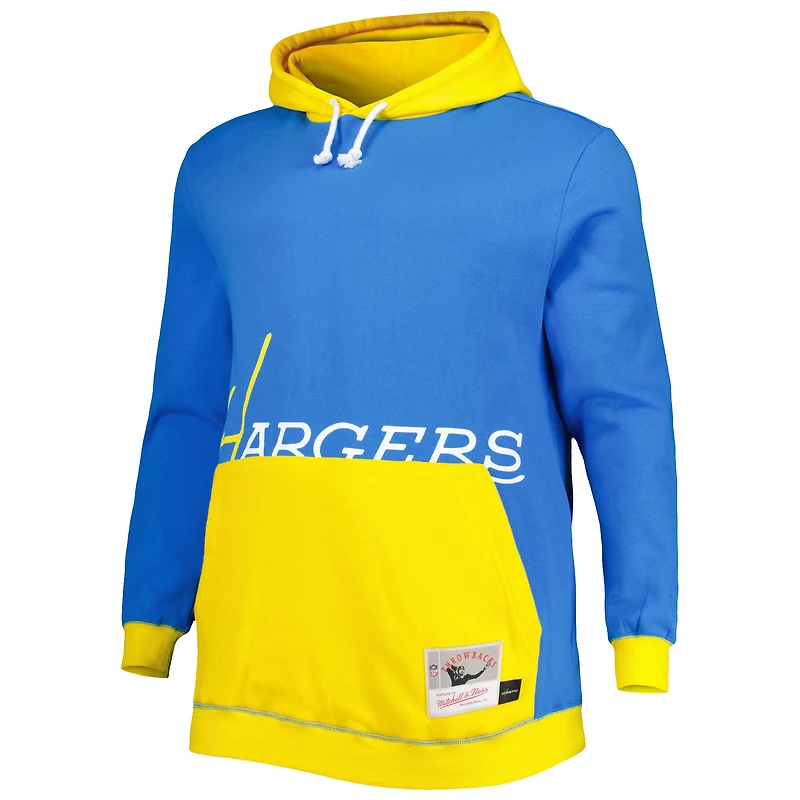Men's Mitchell & Ness Powder Blue/Gold Los Angeles Chargers Big Tall Face Pullover Hoodie
