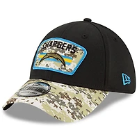 Casquette flex 39THIRTY Los Angeles Chargers 2021 Salute To Service New Era pour homme, noir/camouflage