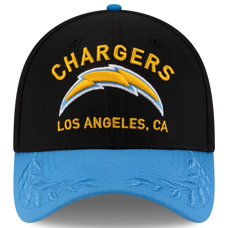 Casquette New Era 39THIRTY Flex noire/bleu poudre pour homme des Chargers de Los Angeles, draft NFL 2025