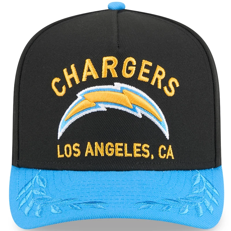 Men's New Era Black/Powder Blue Los Angeles Chargers 2025 NFL Draft 9FIFTY A-Frame Snapback Hat