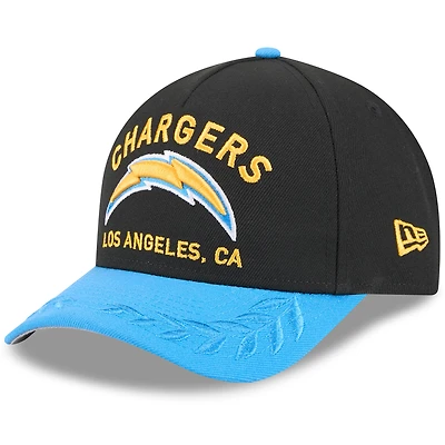 Casquette ajustable New Era 9FORTY M-Crown A-Frame pour homme, coloris noir/bleu poudre, Los Angeles Chargers, draft NFL 2025