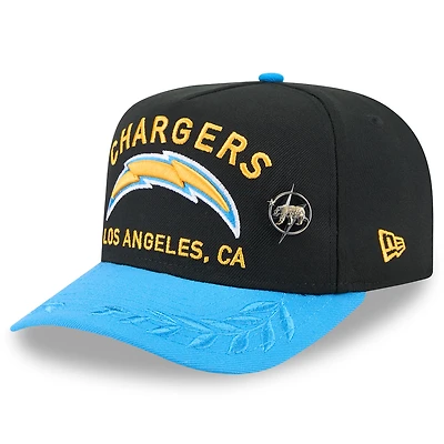 Casquette ajustée New Era 59FIFTY noire/bleu poudre pour homme, Los Angeles Chargers, draft NFL 2025, On Stage