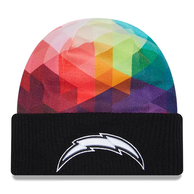 Bonnet en tricot à revers NFL Crucial Catch New Era noir Los Angeles Chargers 2023 pour homme