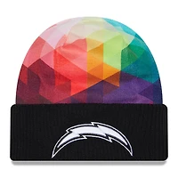 Bonnet en tricot à revers NFL Crucial Catch New Era noir Los Angeles Chargers 2023 pour homme