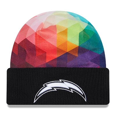 Bonnet en tricot à revers NFL Crucial Catch New Era noir Los Angeles Chargers 2023 pour homme