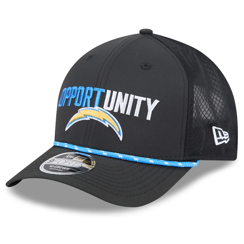 Casquette ajustable New Era noire Los Angeles Chargers 2025 Inspire Change 9FORTY M-Crown pour homme