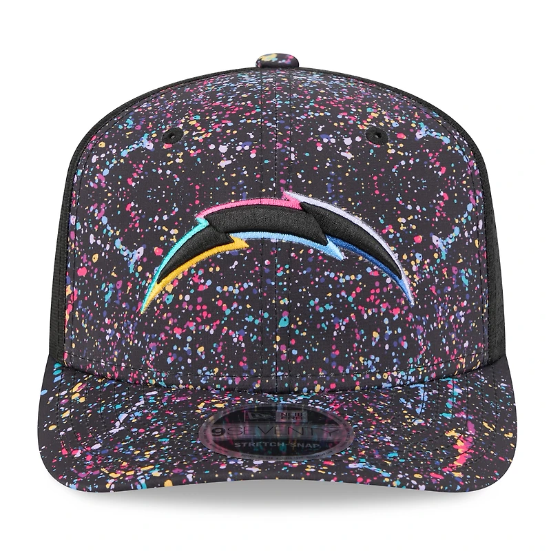 Casquette ajustable 9SEVENTY NFL Crucial Catch 2025 des Los Angeles Chargers de New Era pour homme, noire