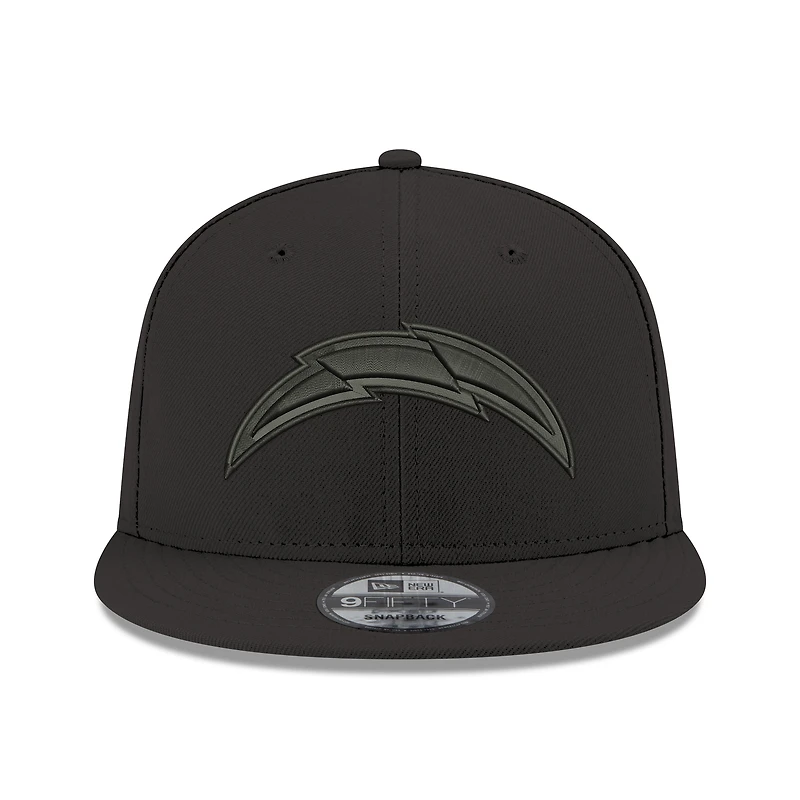 Casquette ajustable Snapback 9FIFTY Los Angeles Chargers New Era pour homme, noir, noir sur noir