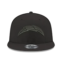 Casquette ajustable Snapback 9FIFTY Los Angeles Chargers New Era pour homme, noir, noir sur noir