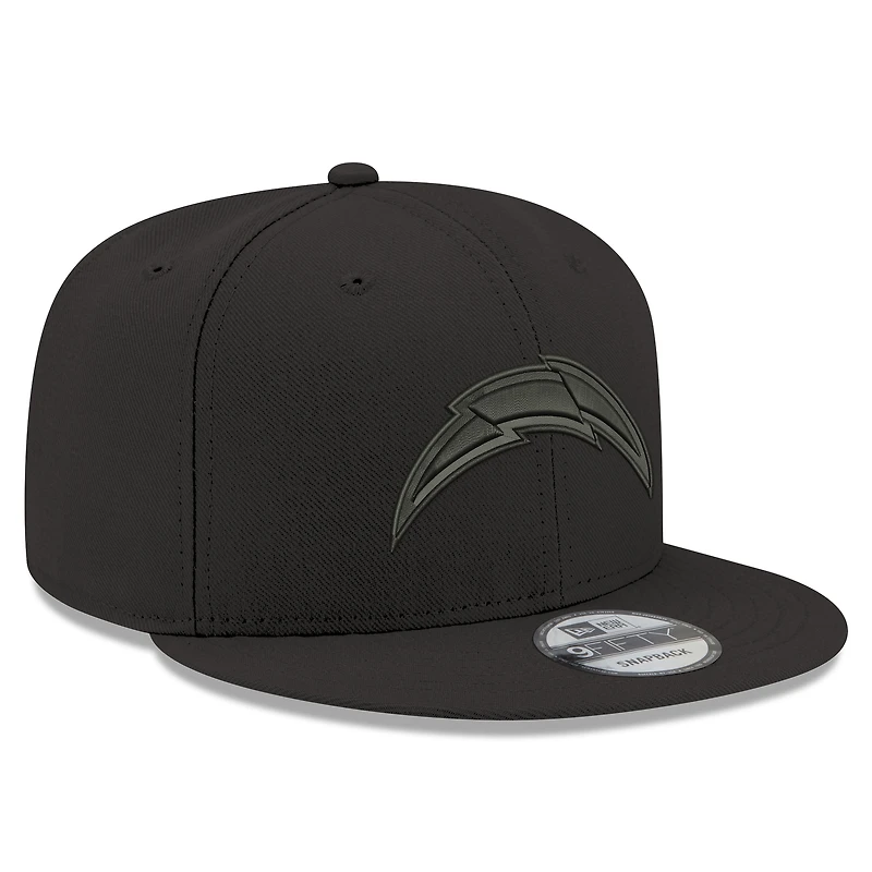 Casquette ajustable Snapback 9FIFTY Los Angeles Chargers New Era pour homme, noir, noir sur noir