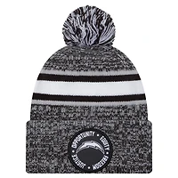 Men's New Era Black Los Angeles Chargers Inspire Change Cuffed Knit Hat with Pom