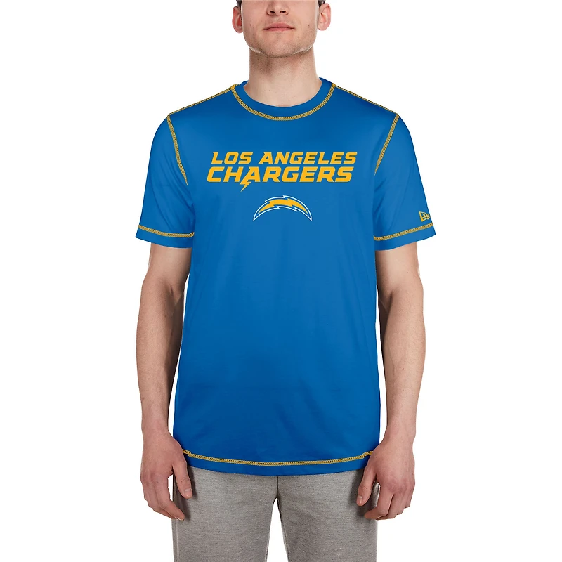 T-shirt bleu à imprimé Third Down Puff des Chargers de Los Angeles New Era pour hommes