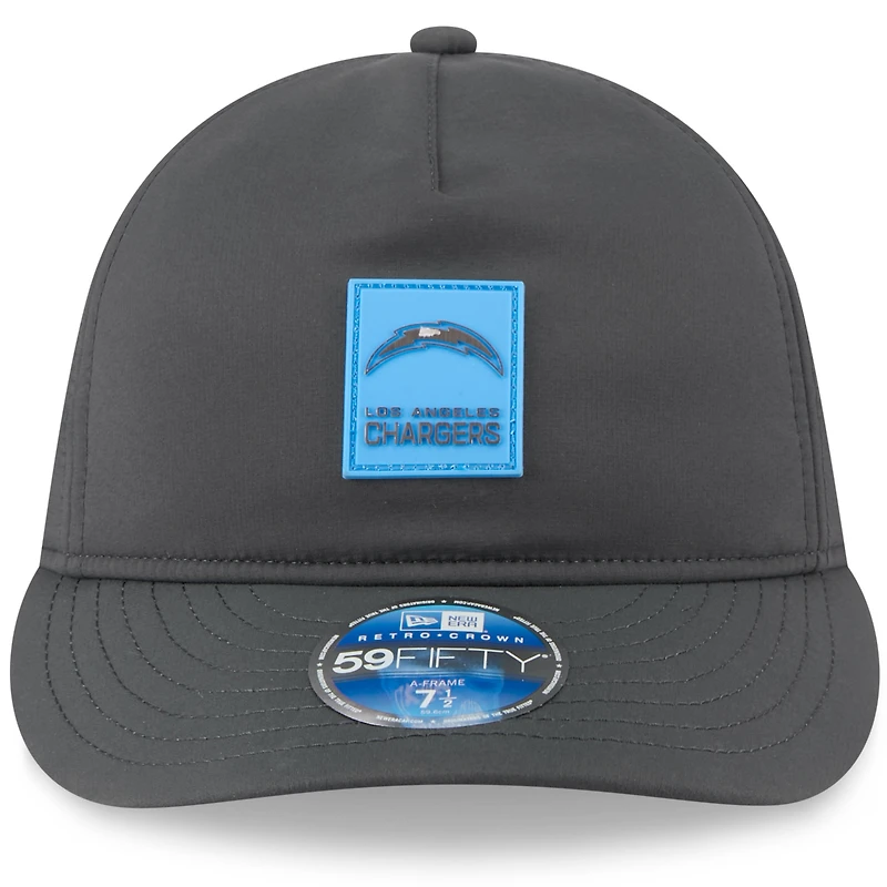 Men's New Era Charcoal Los Angeles Chargers 2025 Sideline Cold Weather Retro Crown 59FIFTY Fitted Hat