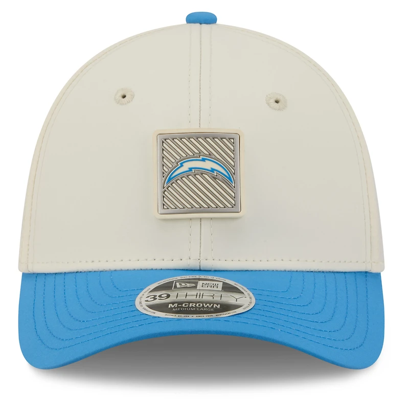 Men's New Era Cream/Powder Blue Los Angeles Chargers 2026 NFL Training Camp 39THIRTY Flex Hat
