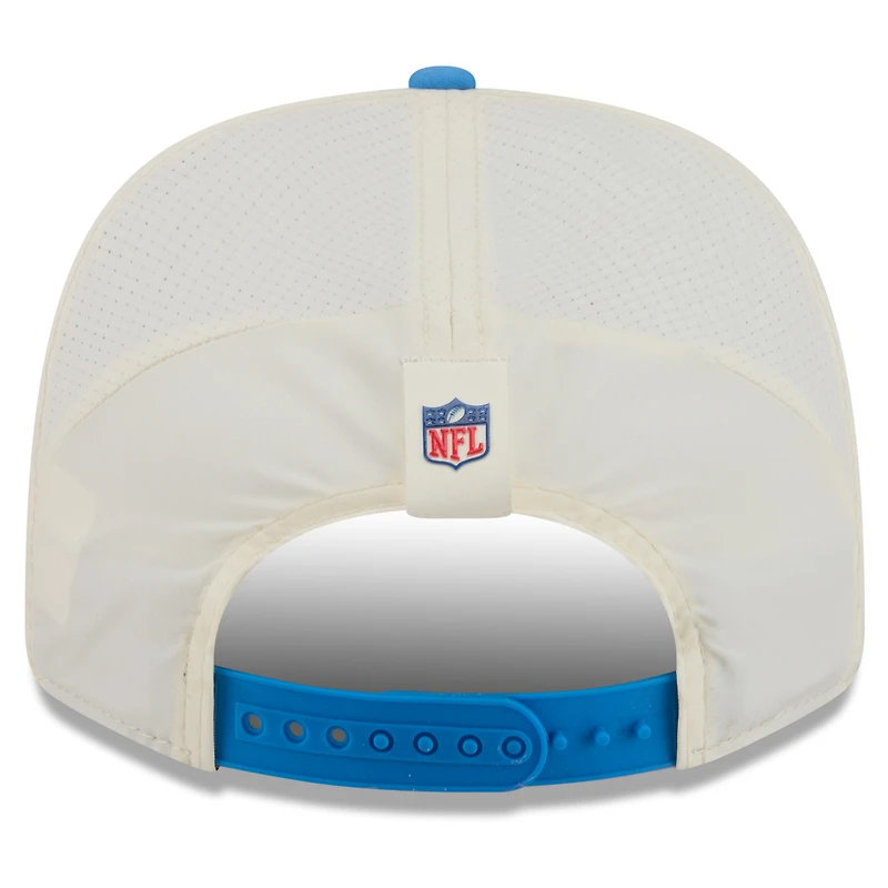 Casquette ajustable New Era crème/bleu poudré Los Angeles Chargers, camp d'entraînement NFL 2026, modèle 9SEVENTY.