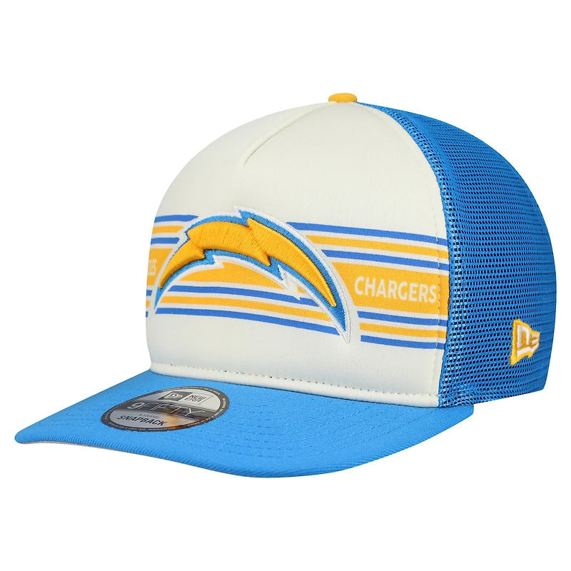 Men's New Era  Cream/Powder Blue Los Angeles Chargers Banner A-Frame 9FIFTY Snapback Hat