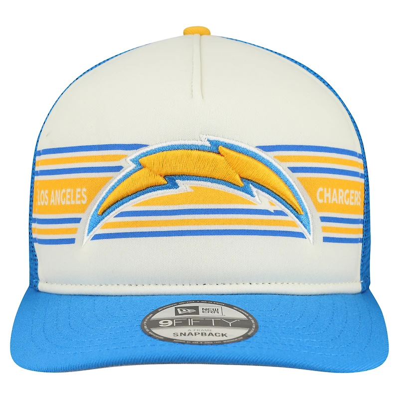 Men's New Era  Cream/Powder Blue Los Angeles Chargers Banner A-Frame 9FIFTY Snapback Hat
